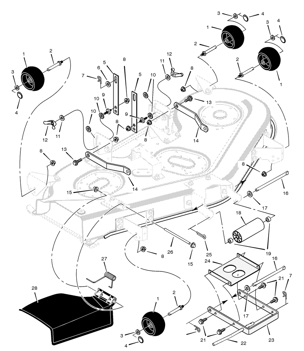Mower Housing Suspension (Part 2) Diagram and Parts List for 525607X692A 2001 Briggs and Stratton Lawn Tractor